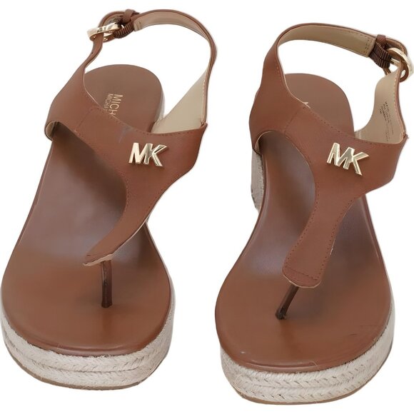 Michael Kors Laney Thong Wedge Sandals Luggage Brown Women's US 7 - Picture 5 of 6